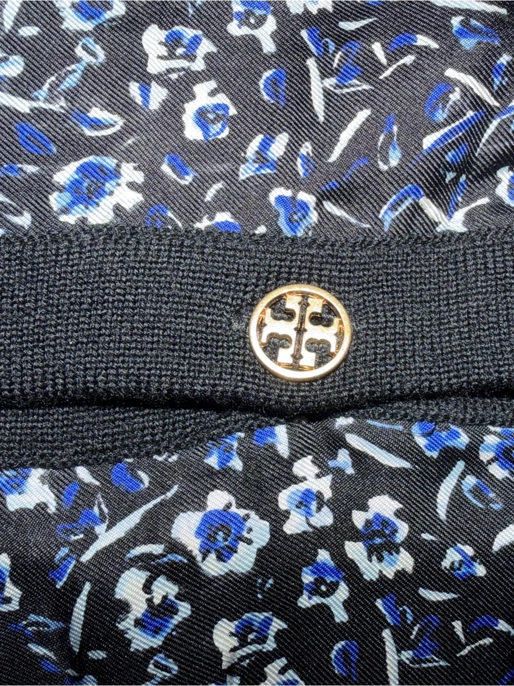 Tory Burch Kendra Cardigan in Cerulean Blue Flower Pattern